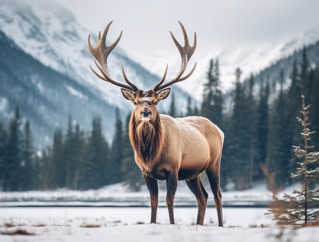 Wilder Elch im Freien mit Naturlandschaft