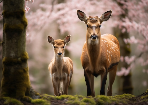 Kostenloses Foto wilder elch in der natur mit kalb