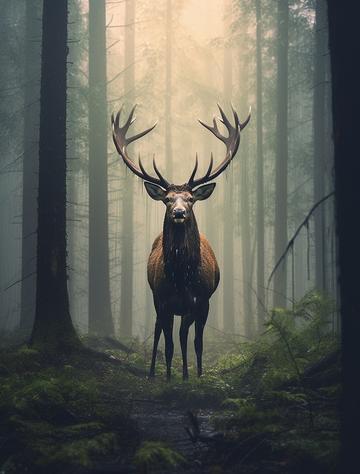 Kostenlose Foto wilder elch in der natur mit wildnislandschaft