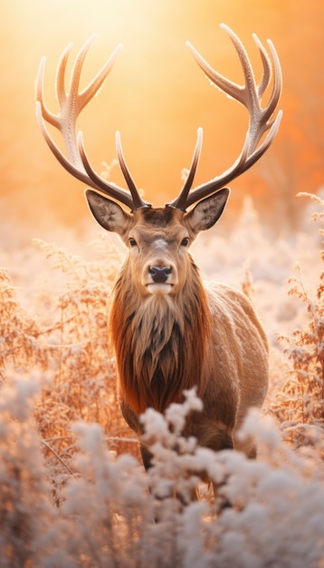 Wilder Elch mit frostiger Winternaturlandschaft