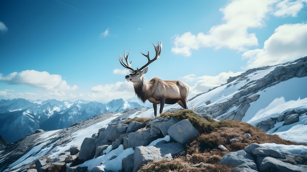 Kostenloses Foto wildes elchtier mit wunderschöner naturlandschaft