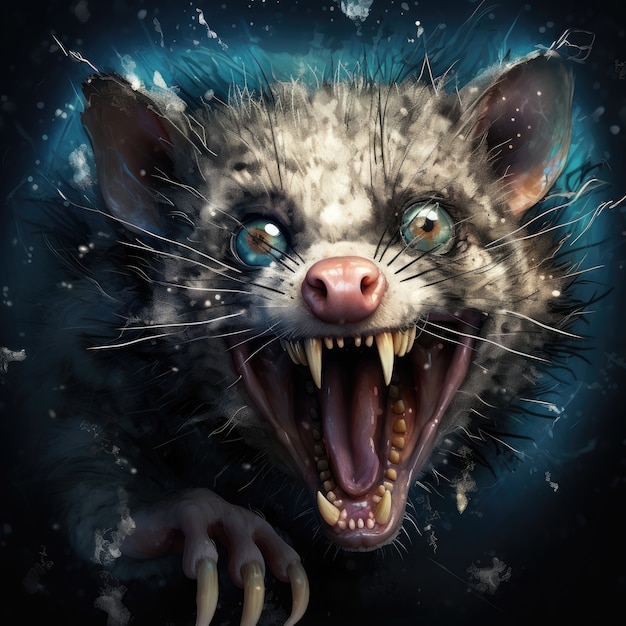 Kostenloses Foto wildes opossum im studio