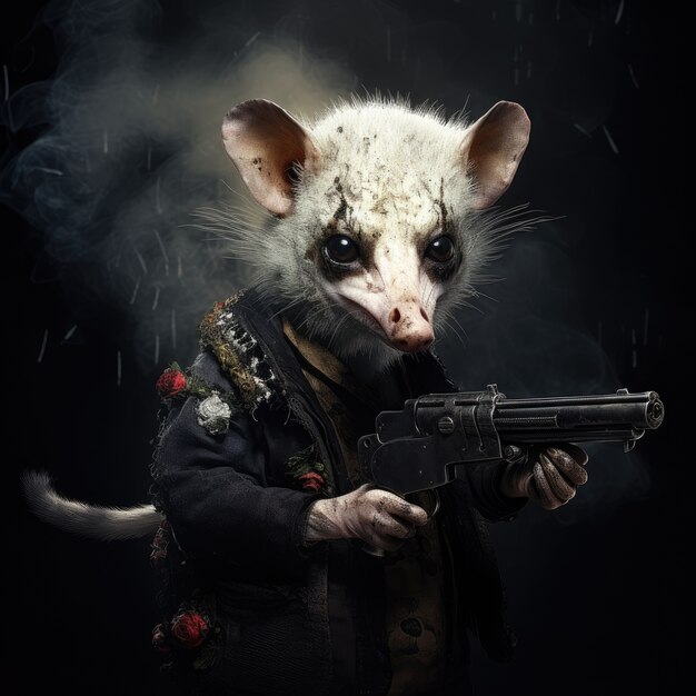 Kostenloses Foto wildes opossum im studio