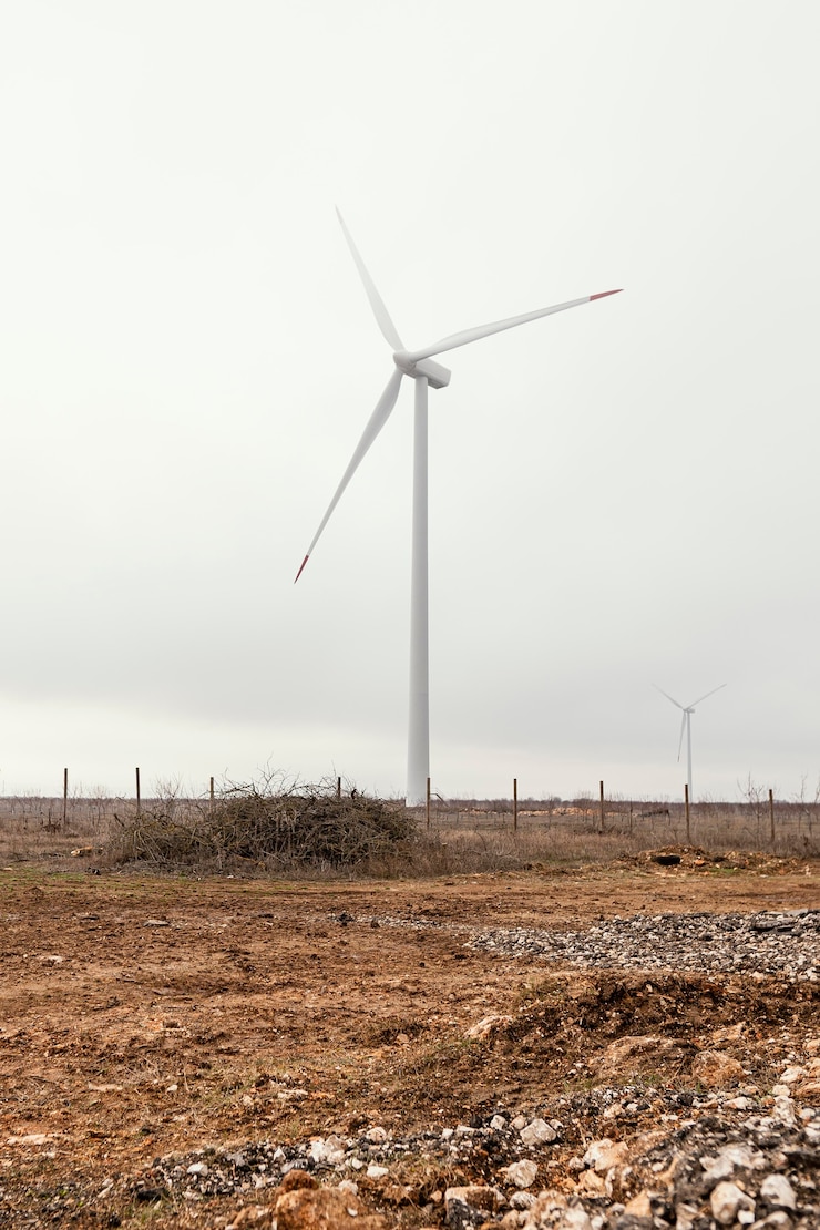 Kostenlose Foto windkraftanlagen im feld erzeugen elektrische energie