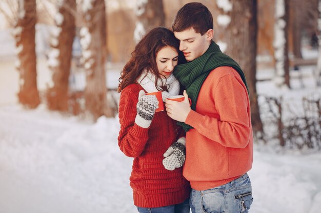 Winterzeit zusammen schönes Porträt Handschuhe