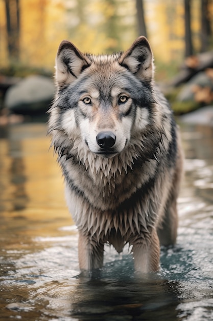Kostenloses Foto wolf in natürlicher umgebung
