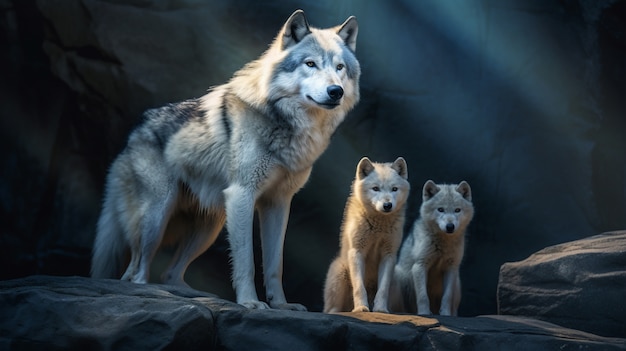 Wolfsrudel in natürlicher Umgebung