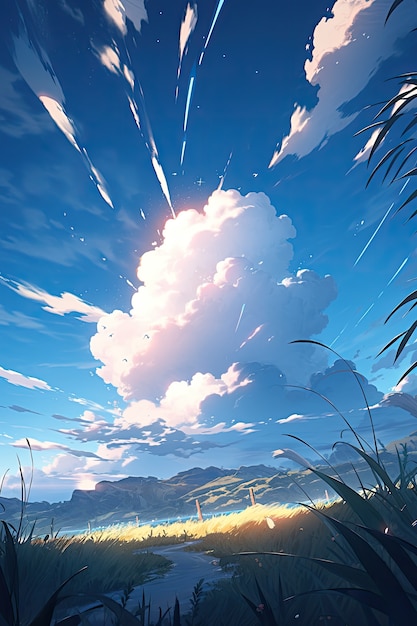 Kostenloses Foto wolken im anime-stil