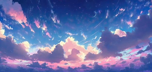 Kostenloses Foto wolken im anime-stil