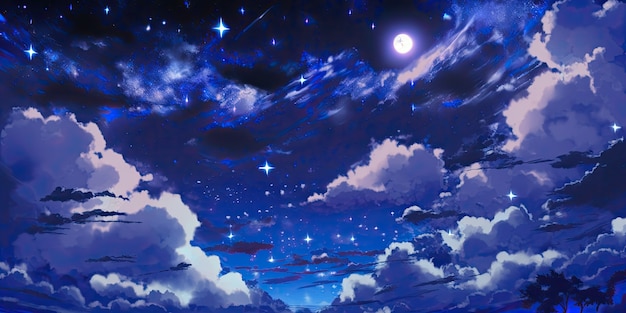 Kostenloses Foto wolken im anime-stil