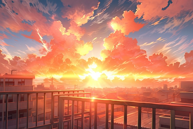 Kostenloses Foto wolken im anime-stil