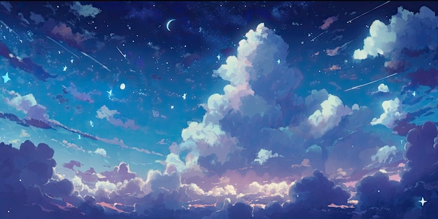 Kostenloses Foto wolken im anime-stil