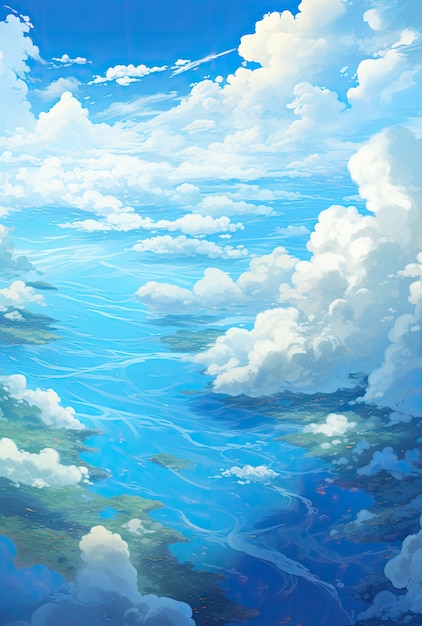 Kostenloses Foto wolken im anime-stil