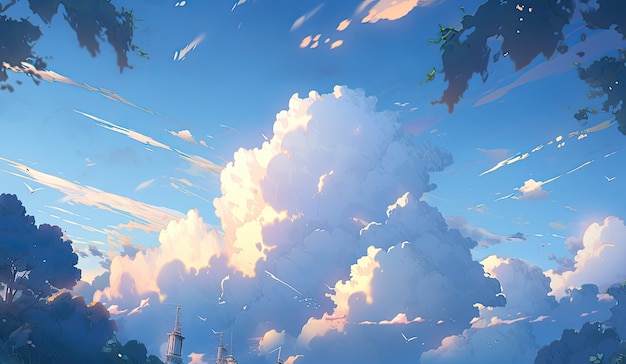 Kostenloses Foto wolken im anime-stil