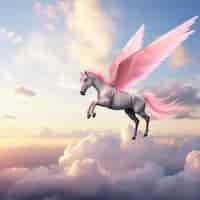 Kostenloses Foto wolken im fantasy-stil mit einhorn