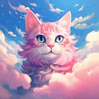 Kostenloses Foto wolken im fantasy-stil mit katze