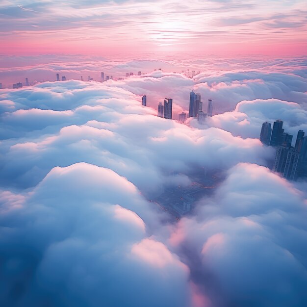 Wolken im Fantasy-Stil mit Stadt