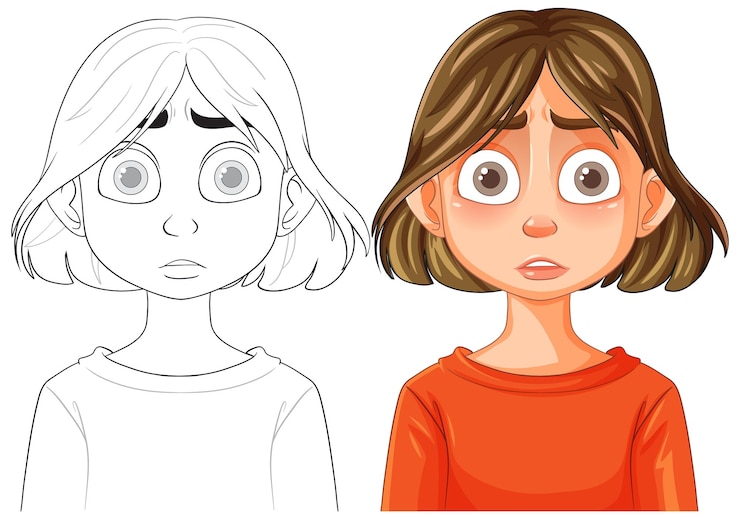 Kostenlose Foto worried girl-vektor-bildung