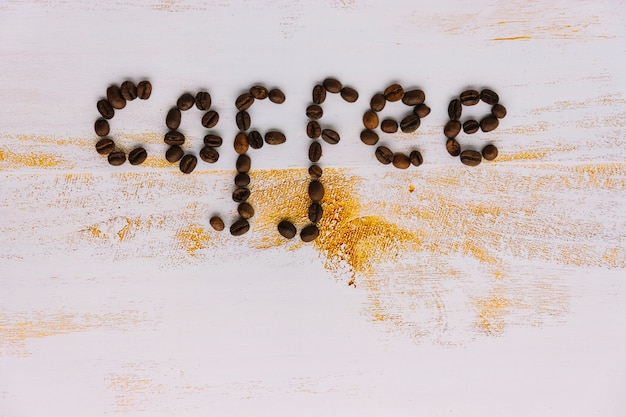 Wort Kaffee besteht aus Kaffeebohnen