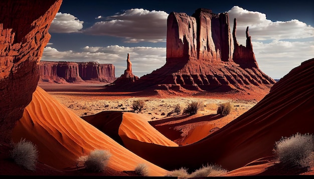 Kostenloses Foto wüste extremes gelände sonnenuntergang szene generative ki