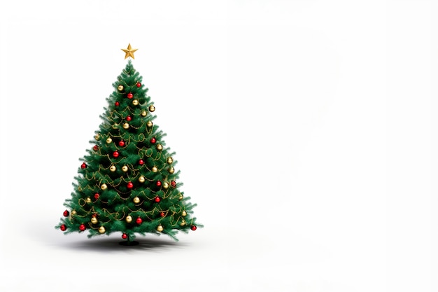 Wunderschön geschmückter Weihnachtsbaum auf weißem Hintergrund