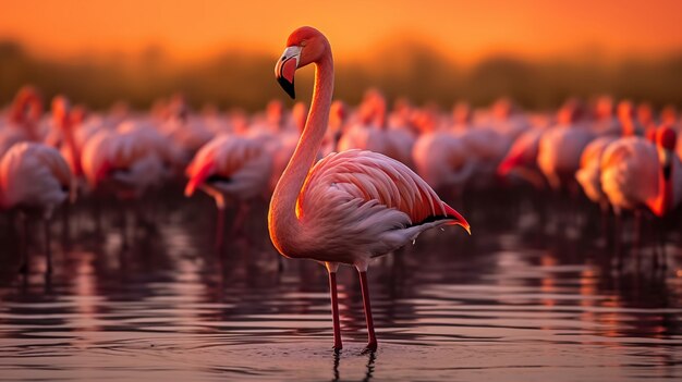 Wunderschöne Flamingos im See