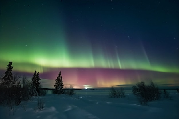 Kostenloses Foto wunderschöne landschaft mit aurora borealis