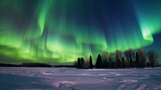 Kostenloses Foto wunderschöne landschaft mit aurora borealis