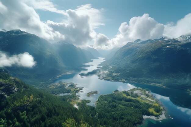 Wunderschöne Naturlandschaft mit Bergen und See