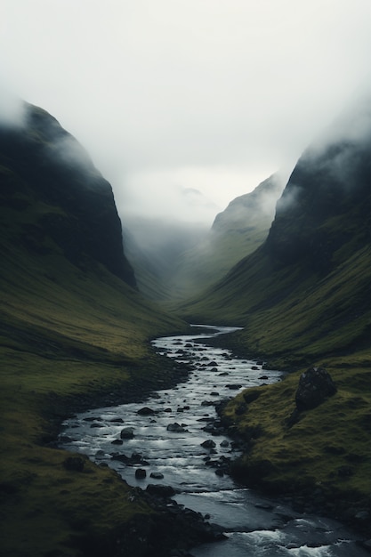 Wunderschöne Naturlandschaft mit Fluss und Vegetation