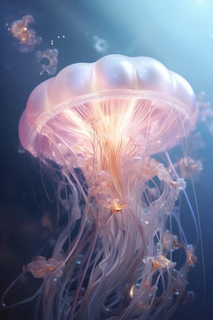 Kostenloses Foto wunderschöne quallen schwimmen im meer