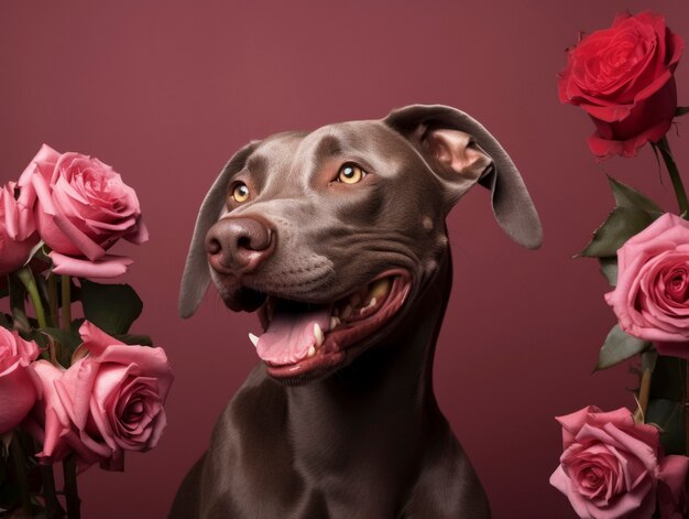 Wunderschöne Rosen und süßes Haustier