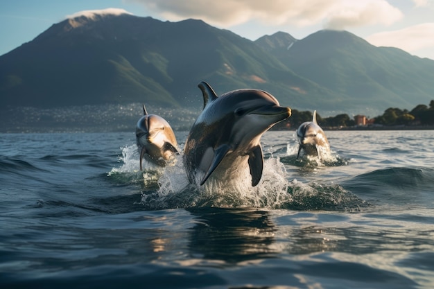 Kostenloses Foto wunderschöne schwimmende delfine