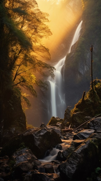 Kostenloses Foto wunderschöne wasserfalllandschaft