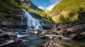 Kostenloses Foto wunderschöne wasserfalllandschaft