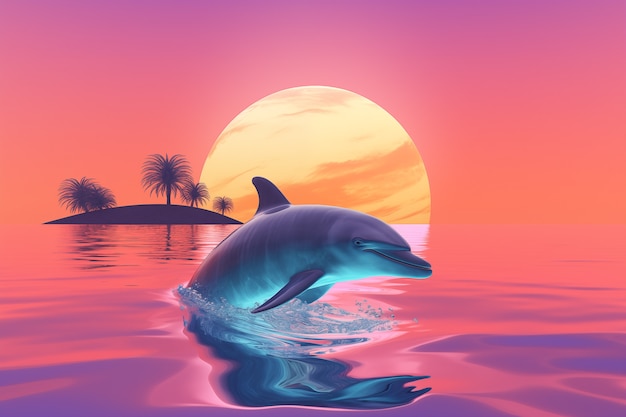 Kostenloses Foto wunderschöner 3d-delfin