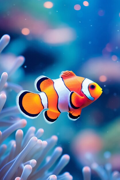 Wunderschöner Clownfisch unter Wasser