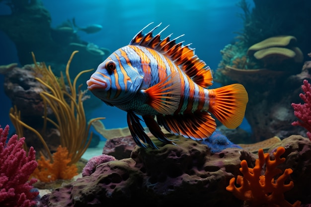Kostenloses Foto wunderschöner exotischer bunter fisch