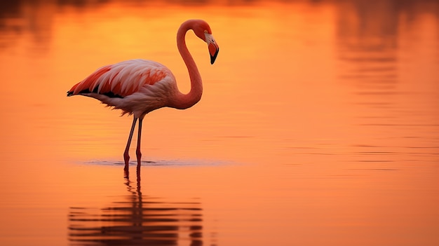 Kostenloses Foto wunderschöner flamingo im see