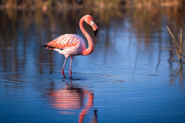 Kostenloses Foto wunderschöner flamingo im see