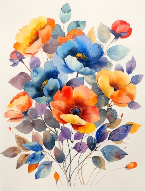 Wunderschönes Aquarellblumenarrangement