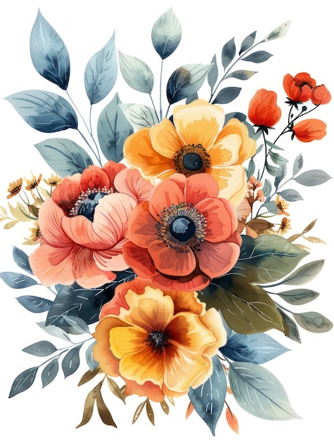 Wunderschönes Aquarellblumenarrangement