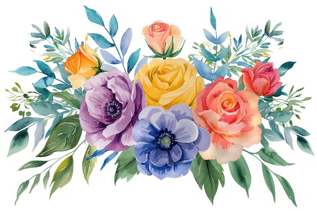 Wunderschönes Aquarellblumenarrangement