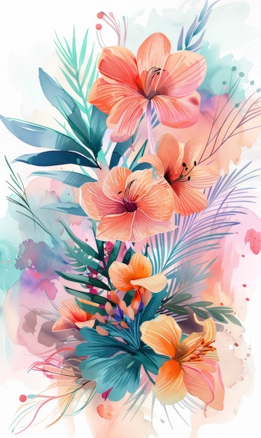 Wunderschönes Aquarellblumenarrangement