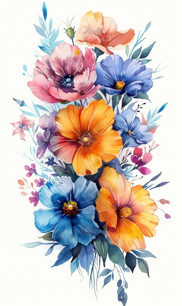 Wunderschönes Aquarellblumenarrangement