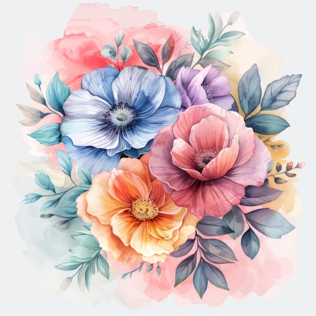 Wunderschönes Aquarellblumenarrangement