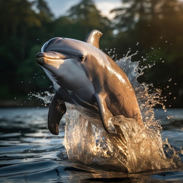 Kostenloses Foto wunderschönes delfinschwimmen