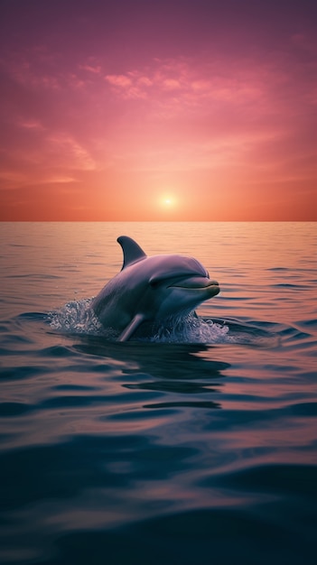 Kostenloses Foto wunderschönes delfinschwimmen