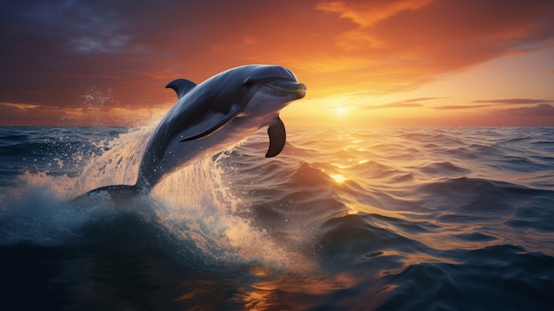 Kostenloses Foto wunderschönes delfinschwimmen