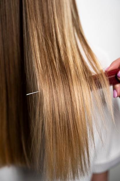 Kostenloses Foto wunderschönes, mit keratin behandeltes haar